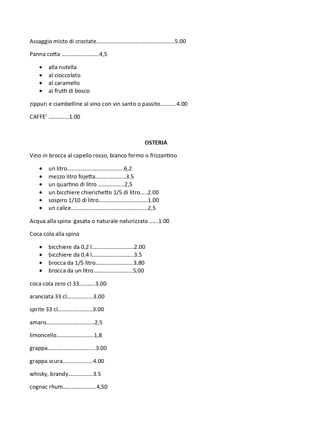 menu cantina de norsia 2026