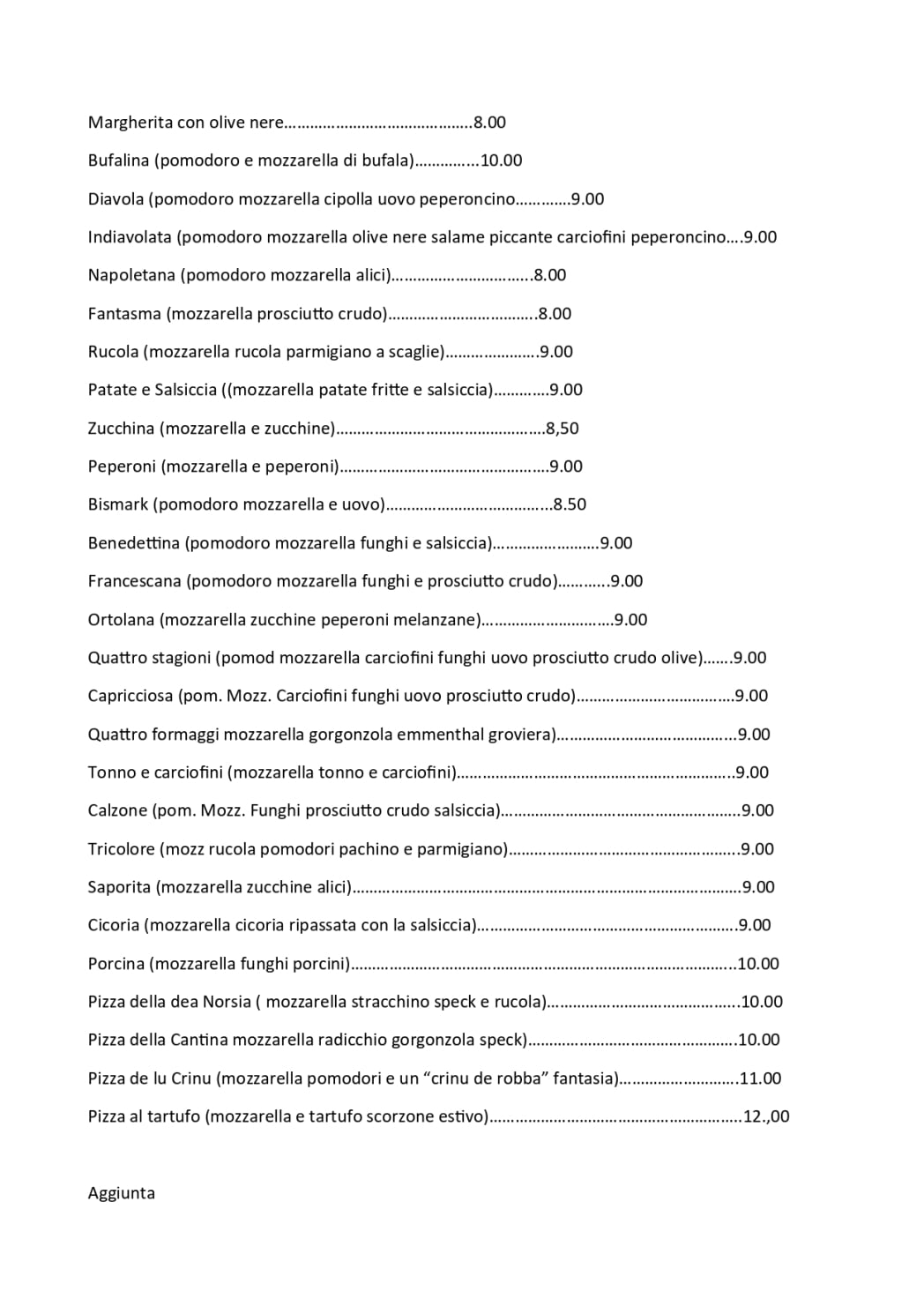 menu cantina de norsia 2026